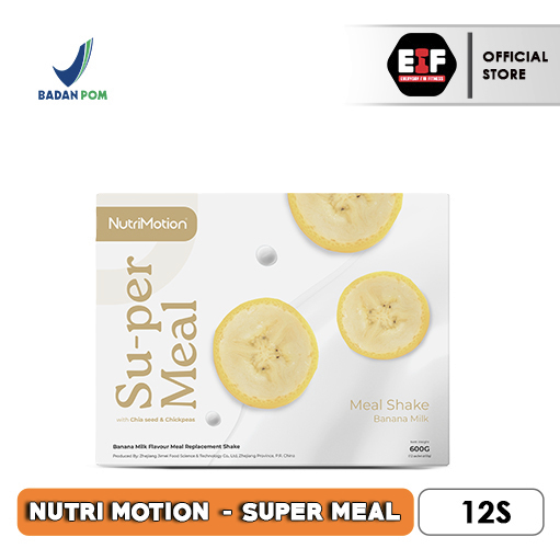 

NUTRIMOTION Super Meal (12 Sachet) – Meal Replacement Tinggi Serat & Protein, Alpukat & Banana