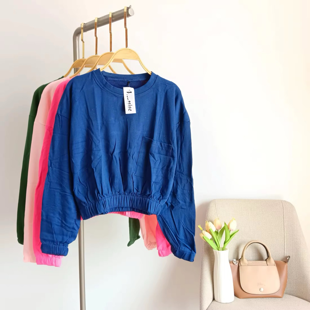 Kaos Atasan Crop Top Lengan Panjang Terbaru Kekinian - Blus Wanita