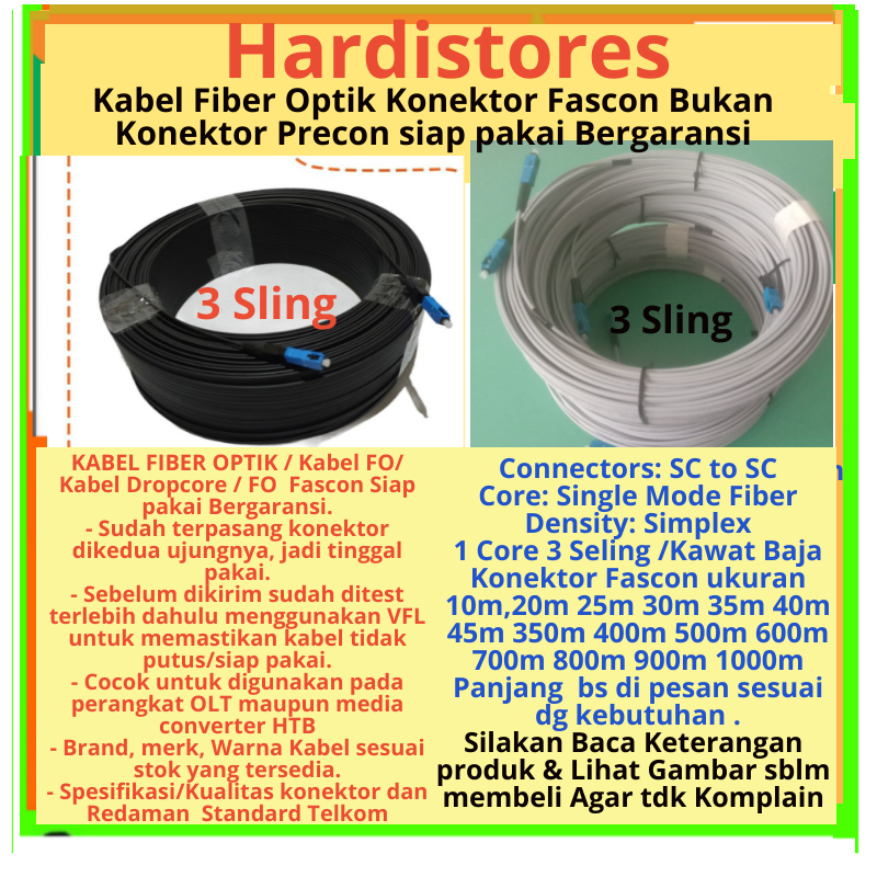 days_folery - kabel fiber optik dropcore ftth fascon wifi 10m-45m siap pakai bergaransi