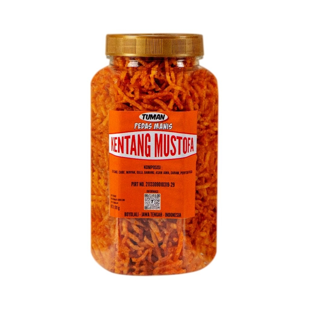 

Camilan Tuman Kentang Mustofa Pedas Manis dan Original Kemasan Toples 700ml