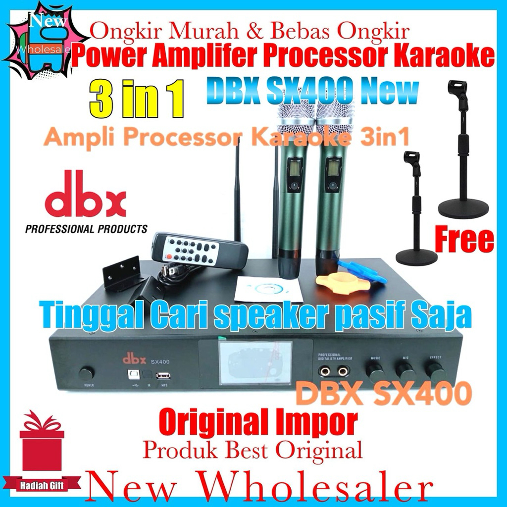 power Amplifier Plus processor dan mic wireleSS 2 microphone 3 in 1 Sx400 new DBX Impor original