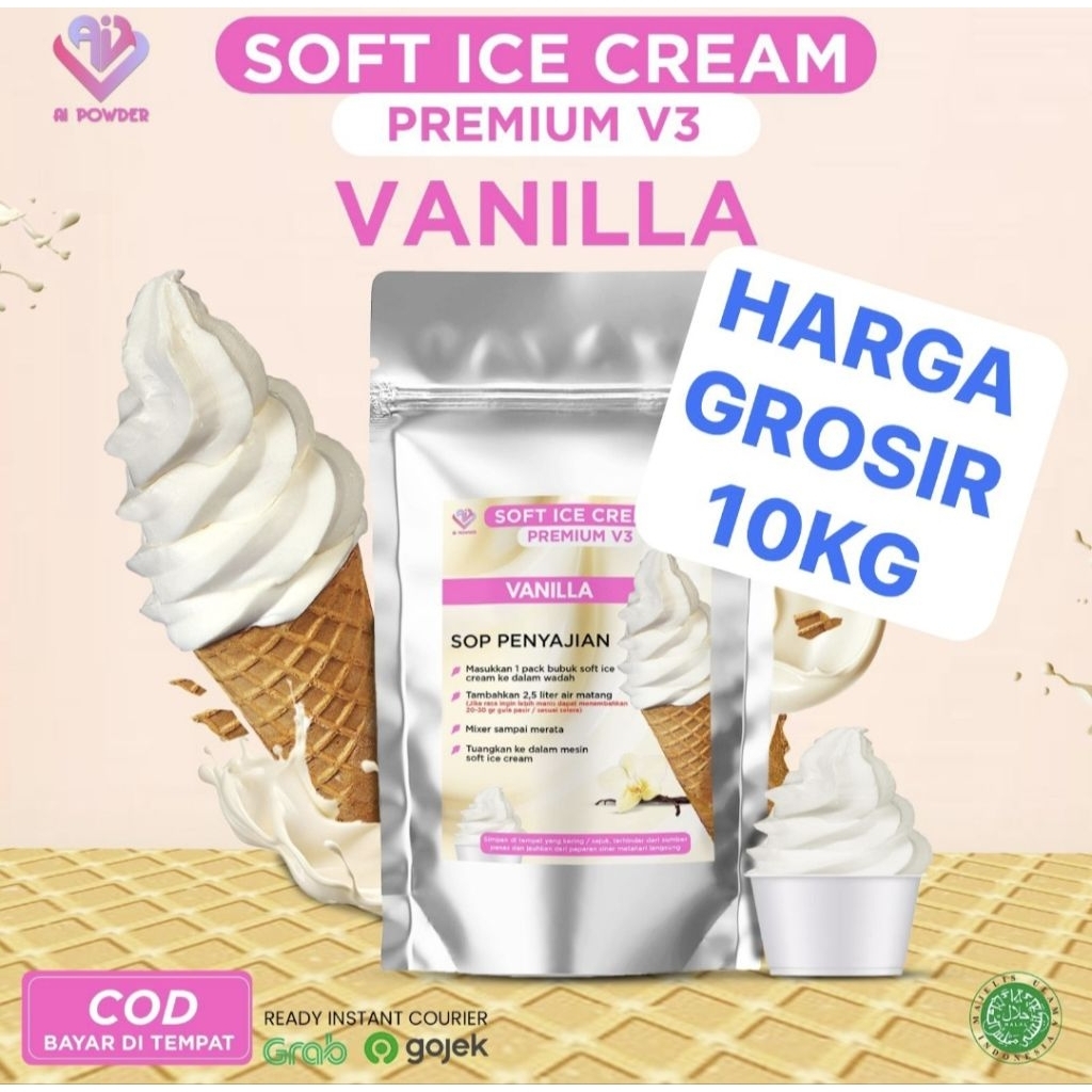 

Vanilla V3 Bubuk Soft Es Krim Premium 1KG x 10 PACK
