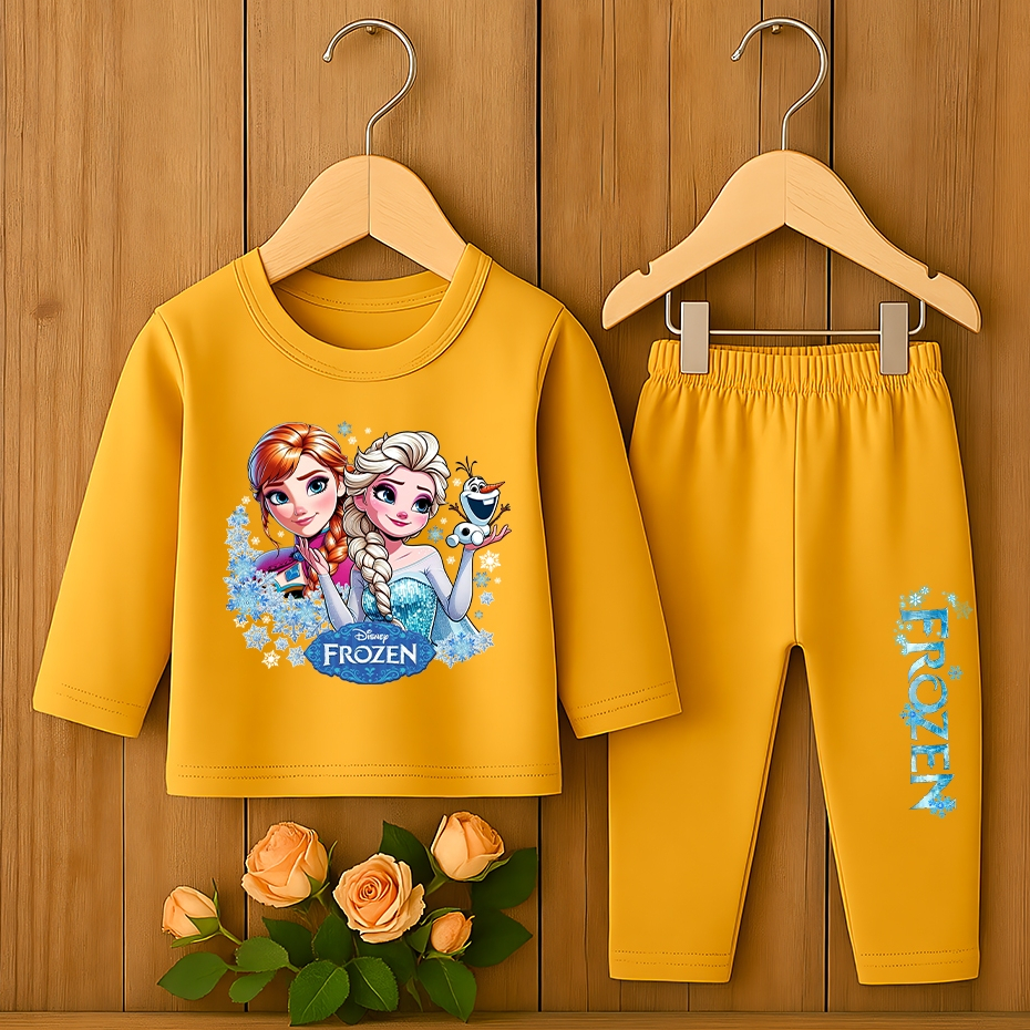 Setelan Anak perempuan Lengan Panjang Celana Panjang Motif Kartun Anime Usia 3 Tahun - 10 Tahun