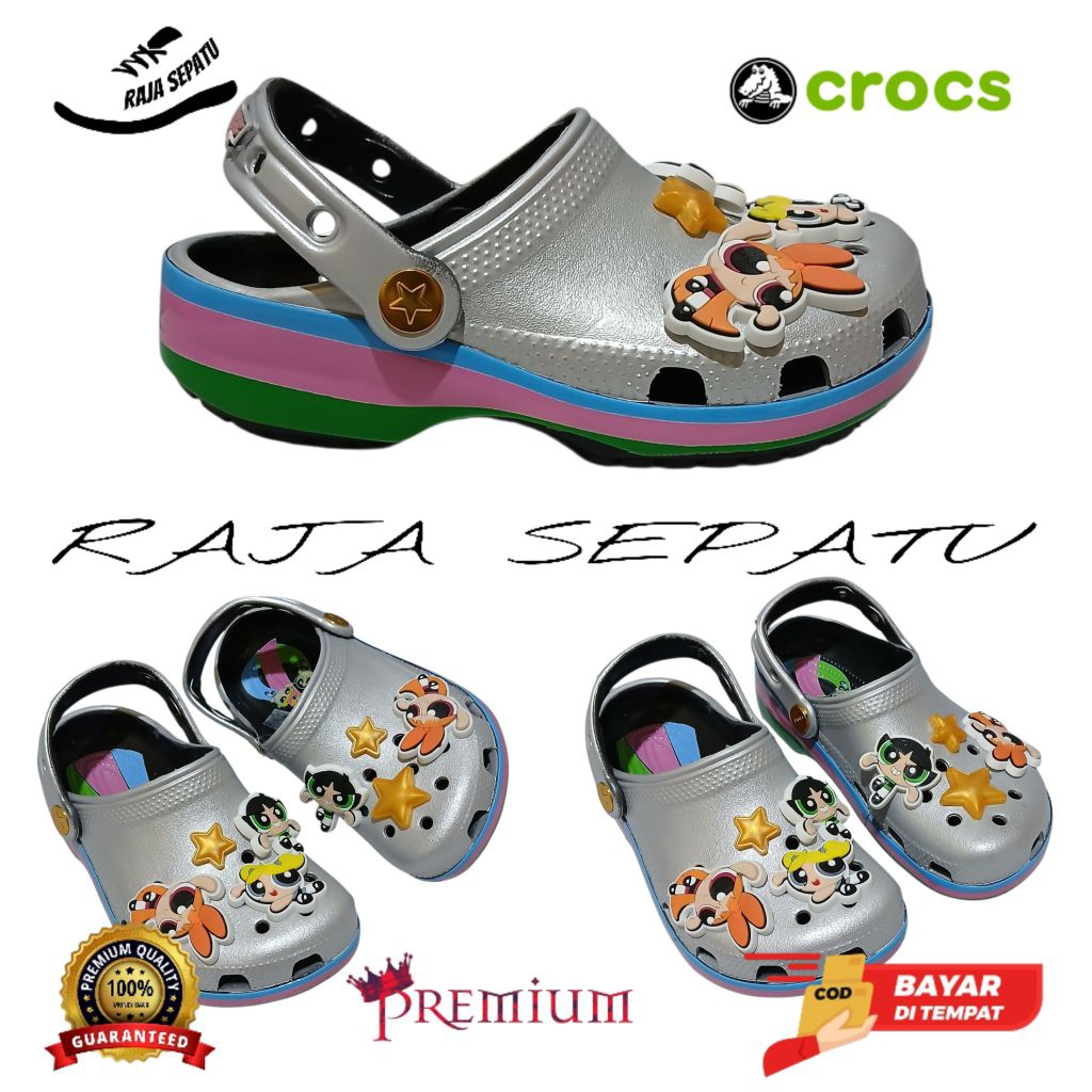 SANDAL CROCS POWER PUFF GIRLS/SANDAL CROCS POWER PUFF/SANDAL CROCS ANAK-ANAK & DEWASA/SANDAL CROCS A