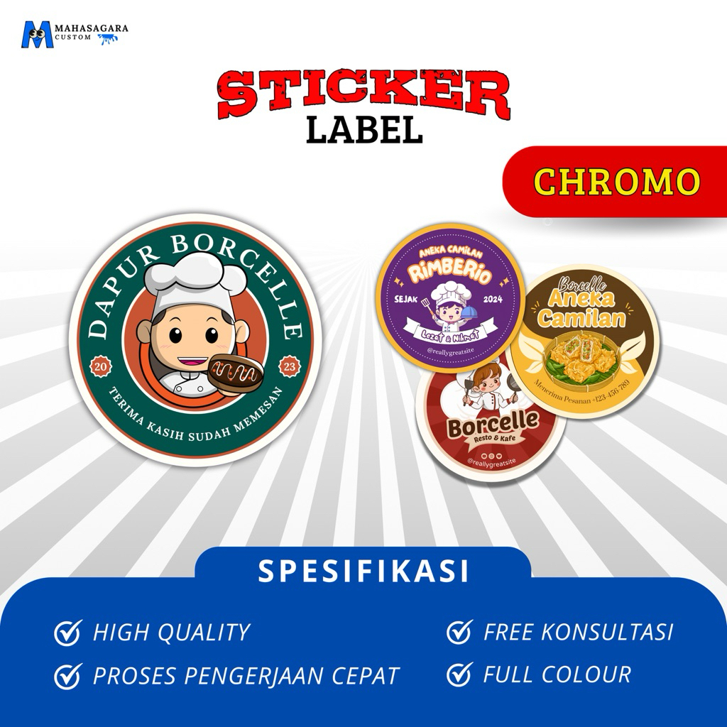 

STICKER LABEL CUSTOM, STIKER LABEL PRODUK, STICKER JUALAN CHROMO