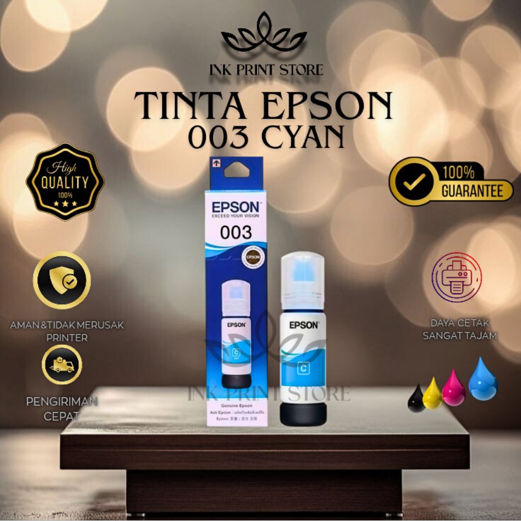 Tinta Printer Epson 003 Cyan Original Printer For Printer : L1110 L3110 L3150 L5190
