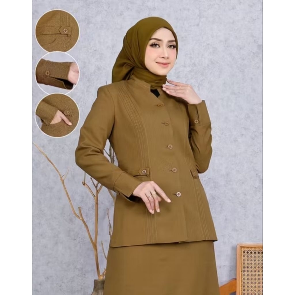 Stelan Baju PNS ASN Pemda KHAKI tua / Stelan khaki Bahan adem nyaman Premium