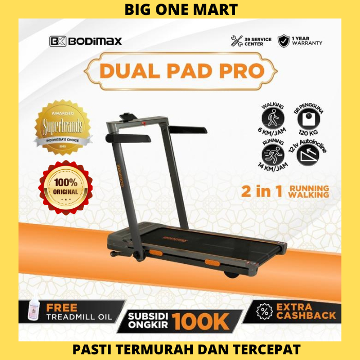 Bodimax Dual Pad Pro Running Pad Treadmil Automatic Incline