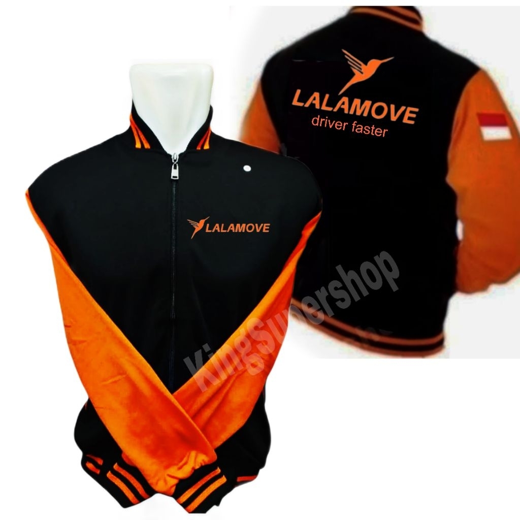 Driver faster lalamove varsity hitam Oren jumper logo lalamove terbaru