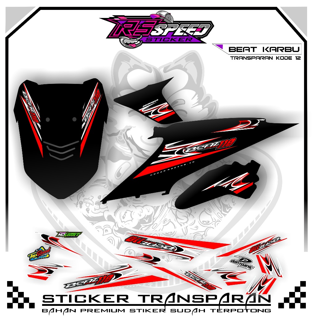 STRIPPING BEAT KARBU 2010 VARIASI STIKER BEAT KARBU 2010 UV TRANSPARAN KODE 12 BAHAN PREMUM