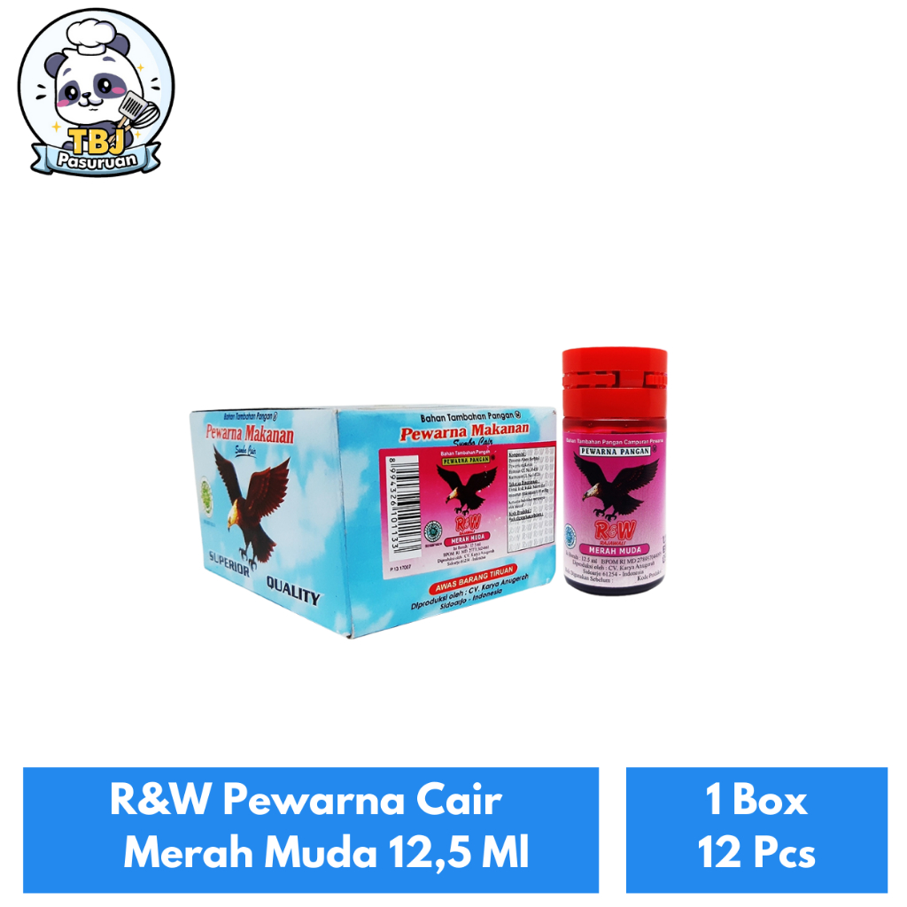 

R&W Pewarna Cair Merah Muda 12,5 Ml Kemasan 1 Box Isi 12 Pcs