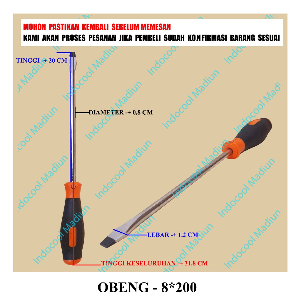 0-82 OBENG MIN PANJANG / OBENG - 8*200