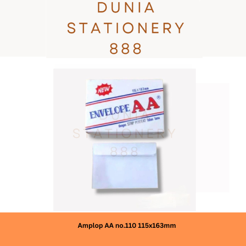 

Amplop AA no 110 Pendek 115 x 163 mm Polos/Dengan Lem Perekat Super