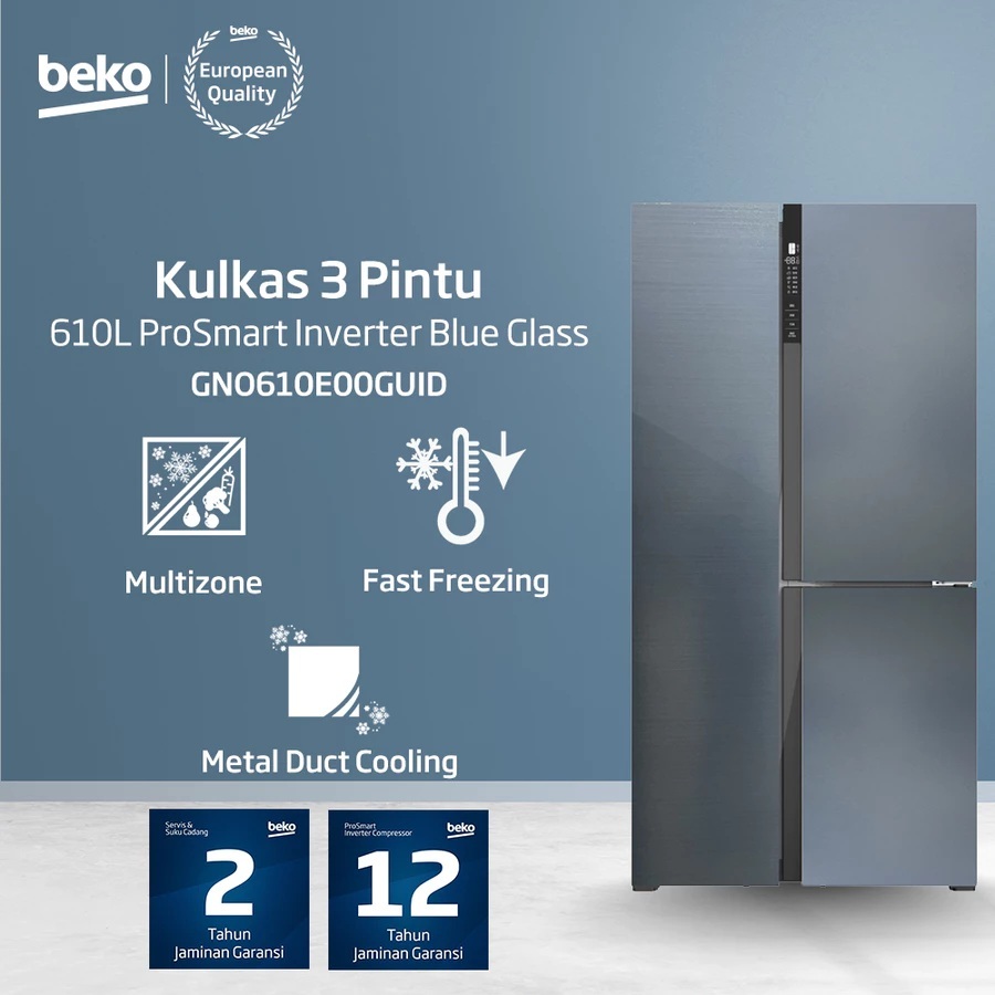 Beko Kulkas 3 Pintu Side-by-Side GNO610E00GUID - Kapasitas 610liter Inverter