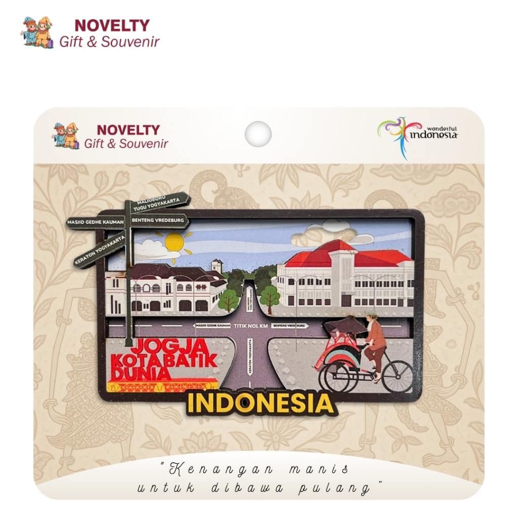 Souvenir Magnet Kulkas Jogja Kota Batik Dunia Oleh oleh  Yogyakarta negara Indonesia