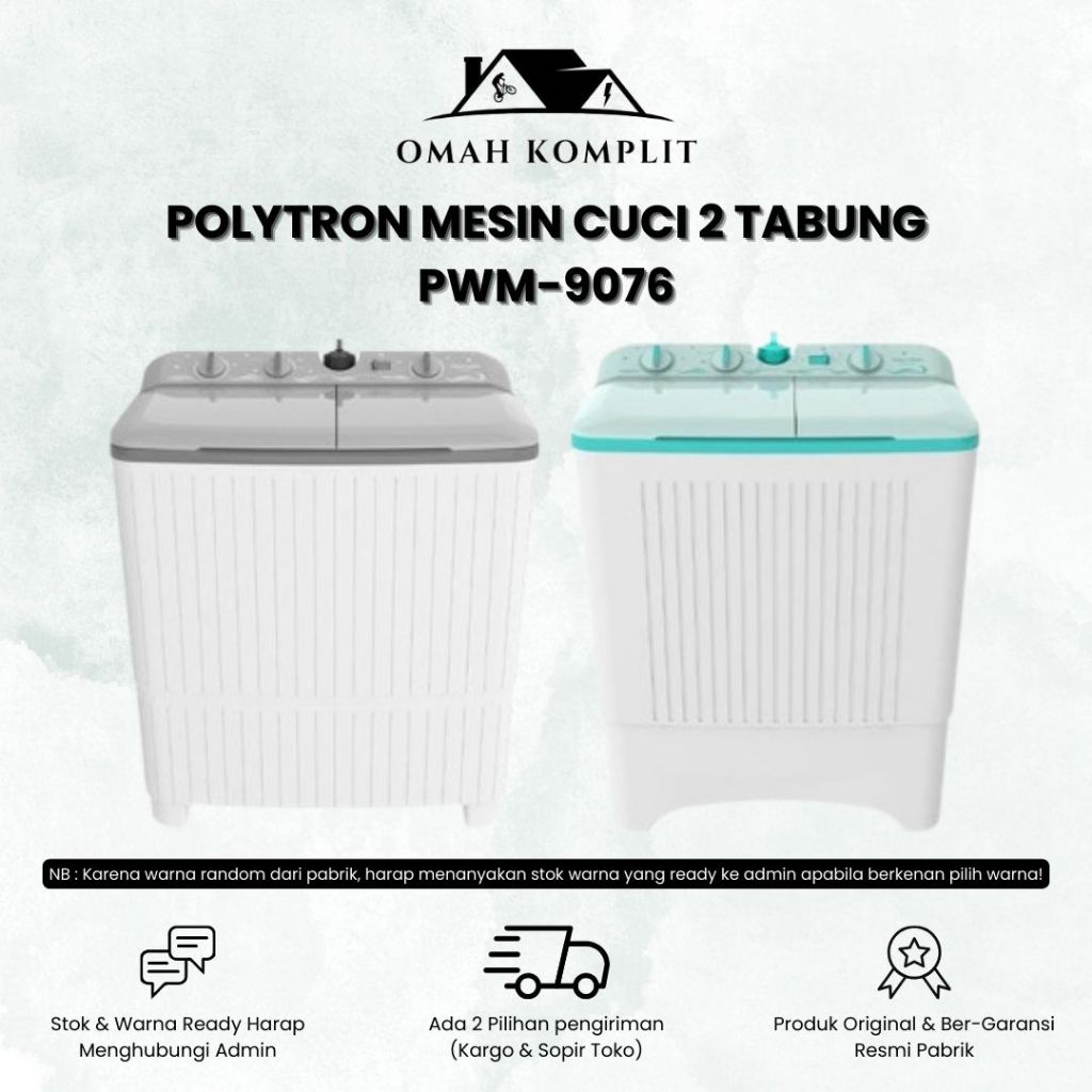 Mesin Cuci Polytron PWM-9076 | Mesin Cuci Polytron 2 Tabung 9Kg