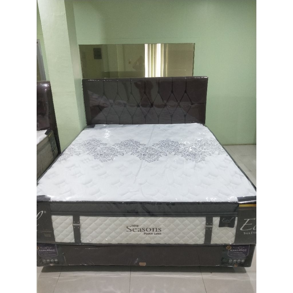 SPRINGBED KANGAROO FULL SET NEW SEASONS POCKET AND LATEX T 40CM- KASUR SPRINGBED KANGAROO