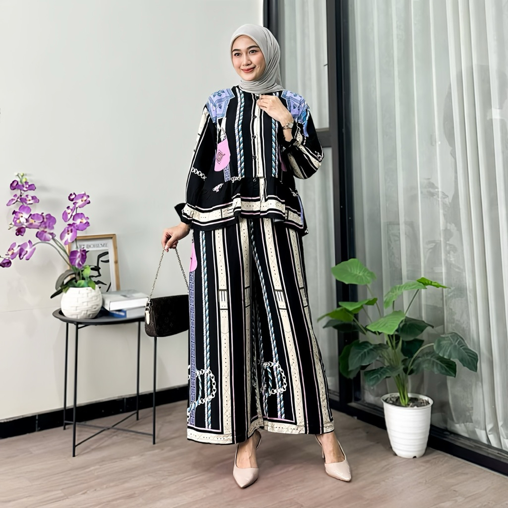 One Set Andini Daily Setelan Rayon Premium Oneset Busui Celana Kulot