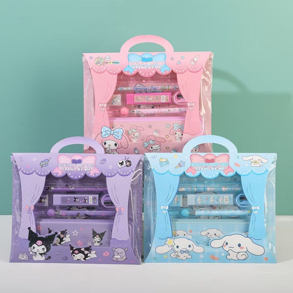 

Alat Pensil Set ATK 9 in 1 Karakter Sanrio – Kuromi My Melody Cinnamoroll | Stationery Anak Lengkap Free Pouch