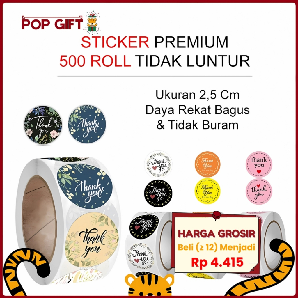 

PG Stiker Label Roll Thank You 500 Pcs 2,5 CM / Stiker Label Terima Kasih Cocok Untuk Usaha Makanan