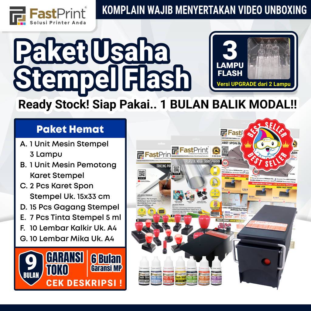 

Paket Hemat Usaha Mesin Stempel Warna 3 Lampu Full Plat Besi