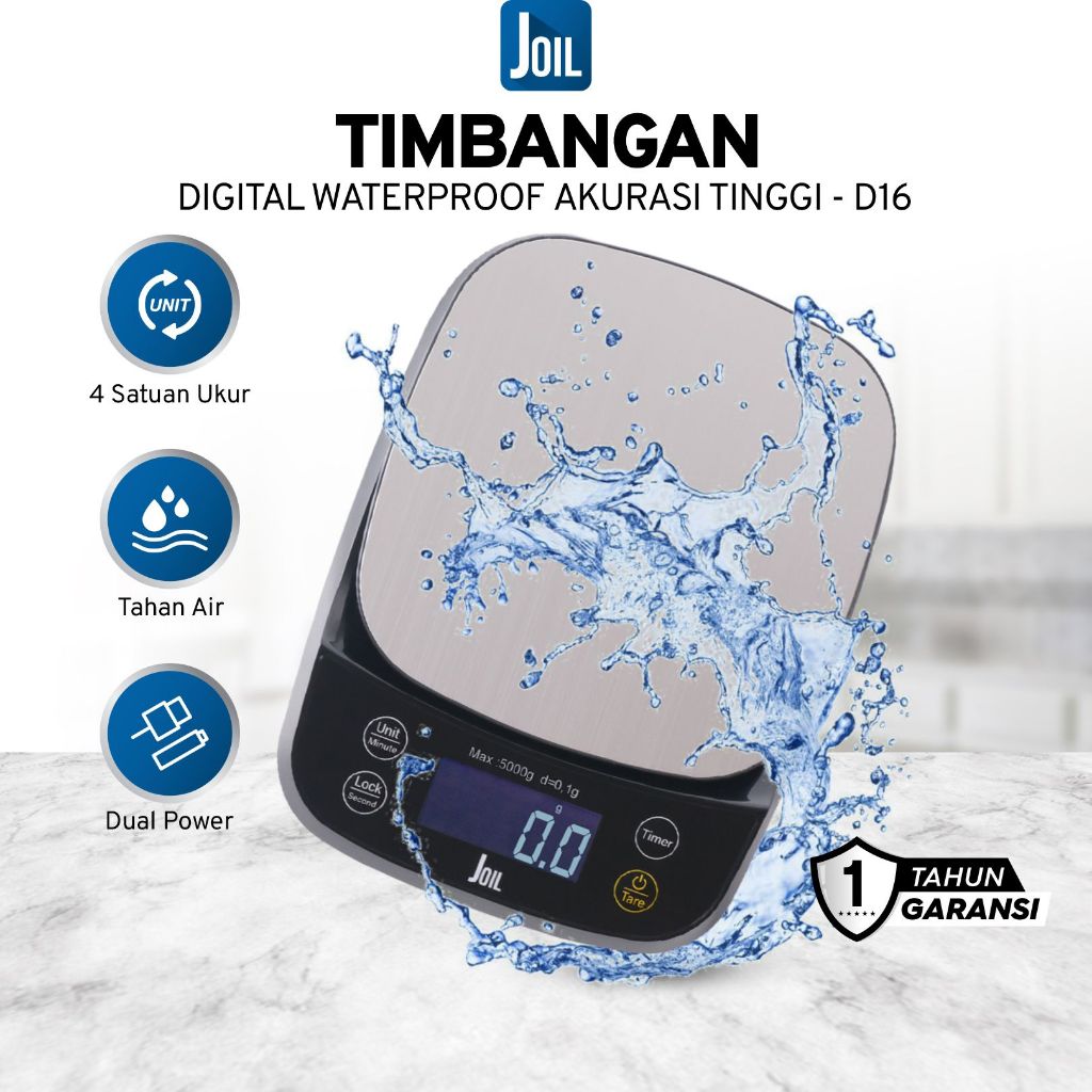 Joil D16 Timbangan Digital 16kg Putih - Kitchen Scale Waterproof
