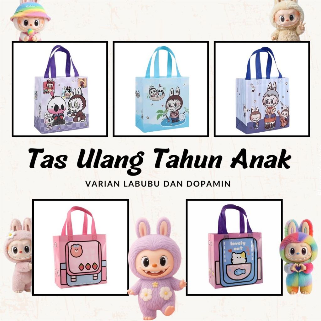 

Tas Lucu dan imut LABUBU/Goodie BAG/ Tas Kado Gift / Goodie Bag Hampers Souvenir Tas Custom Kuromi
