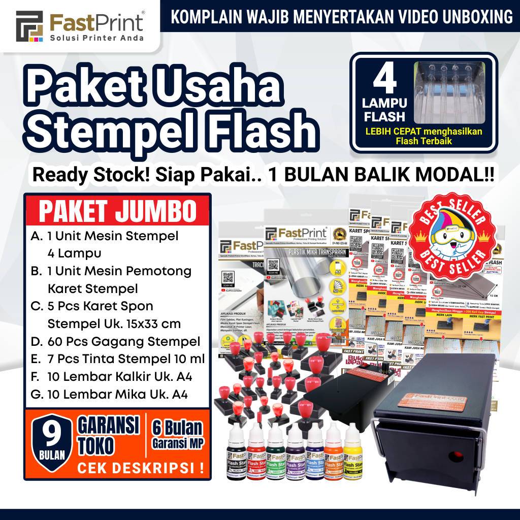 

Paket Jumbo Mesin Stempel Warna 4 Lampu Premium Lengkap