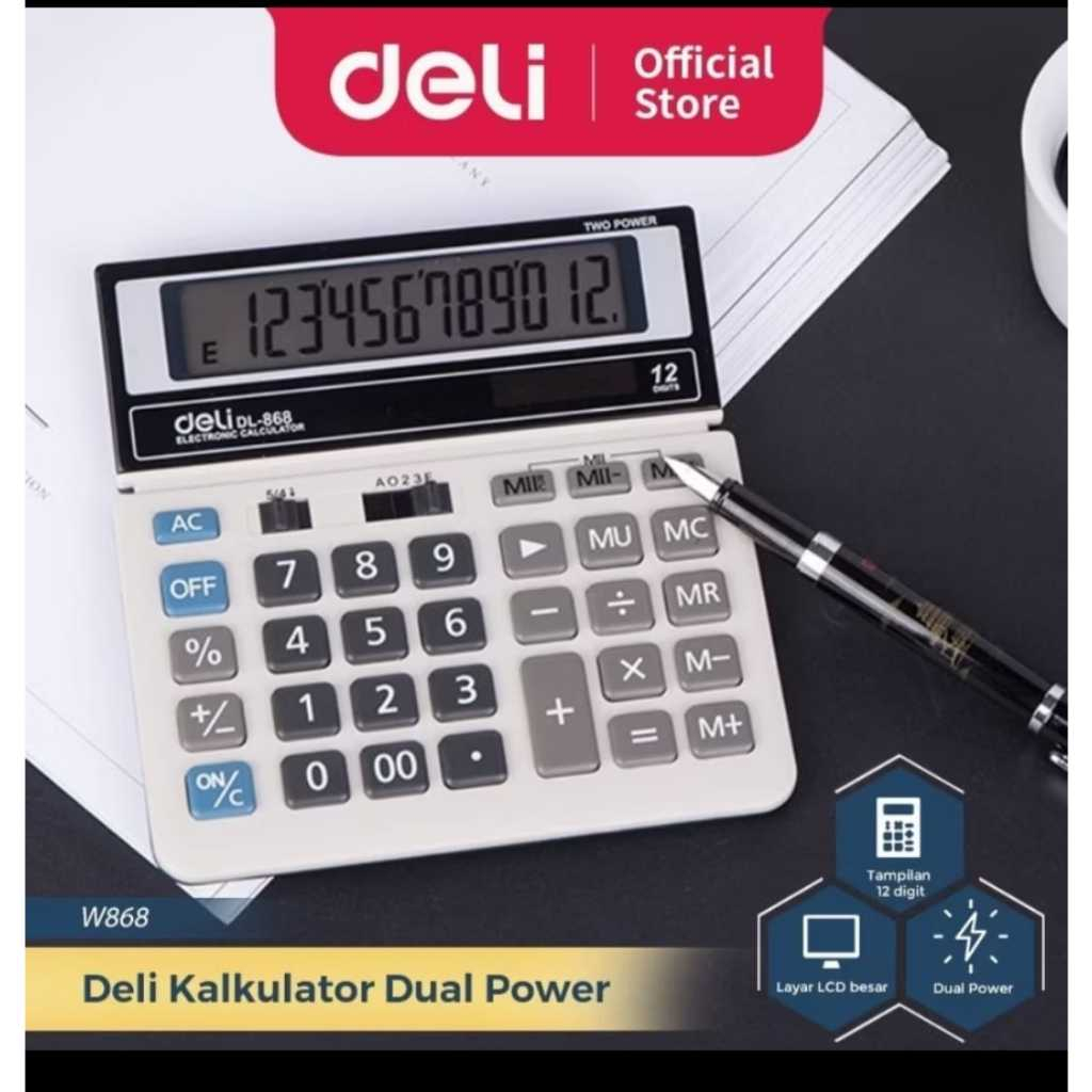 

Kalkulator / Calculator Deli W868 SMART 12 digit Big Display