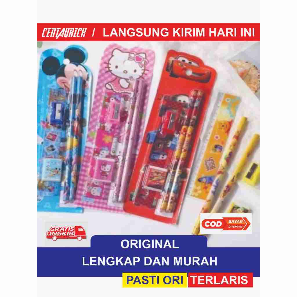 

Set Alat Tulis Stationery mini Karakter Lucu 5 in 1 / Alat Tulis Karakter Anak Lucu