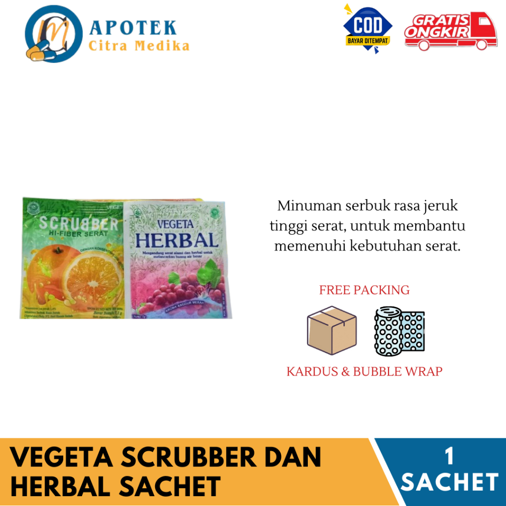

Vegeta Scrubber dan Vegeta Herbal - Serbuk Minuman Memperlancar buang Air Besar