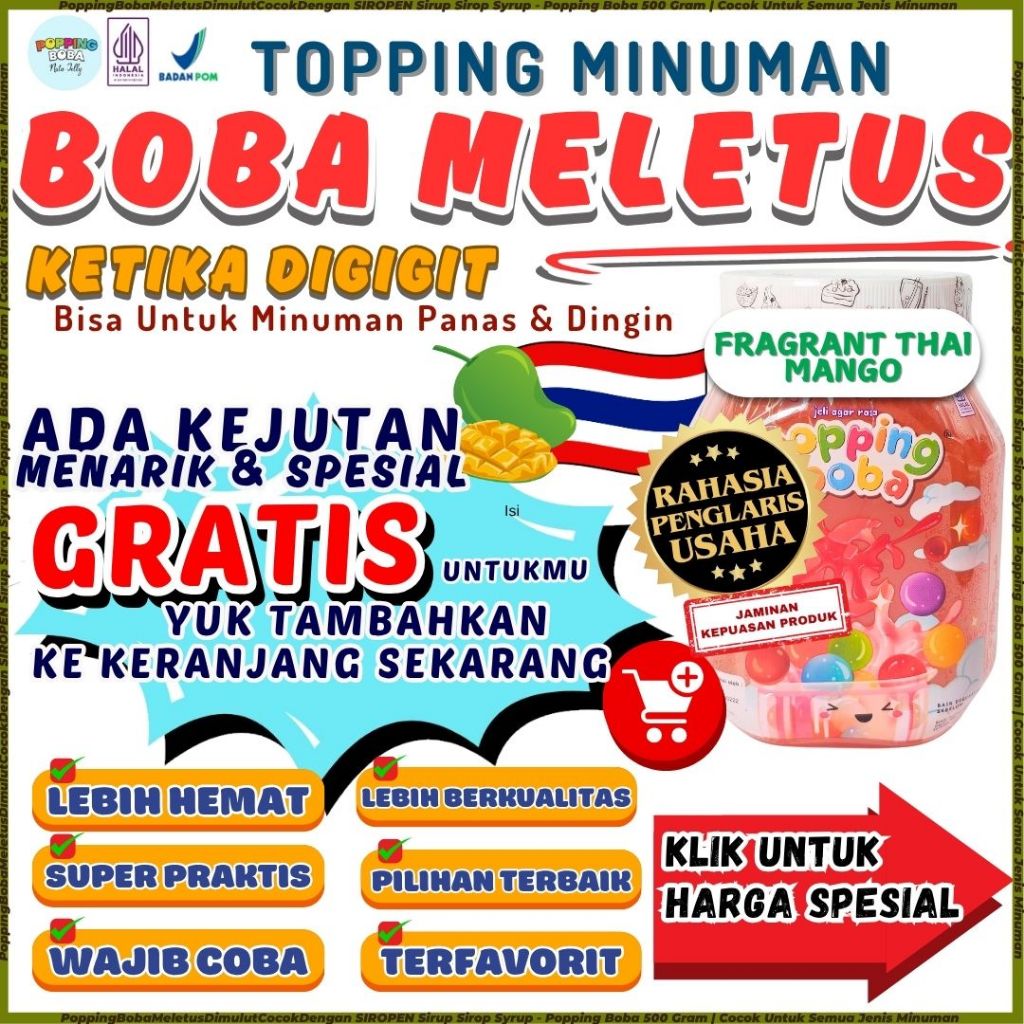 

PoppingBobaMeletusDimulutCocokDengan SIROPEN Sirup Sirop Syrup - Popping Boba 500 Gram | Cocok Untuk Semua Jenis Minuman