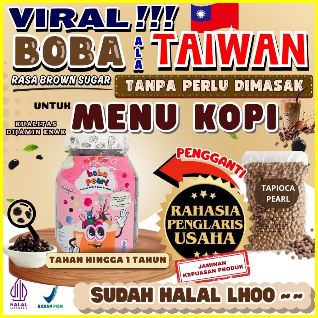 

BobaTapiocaPearlSiapSajiCocokDengan JINGGA Sirup Sirop Syrup - Boba Pearl Brown Sugar 500 Gram | Cocok Untuk Semua Jenis Minuman