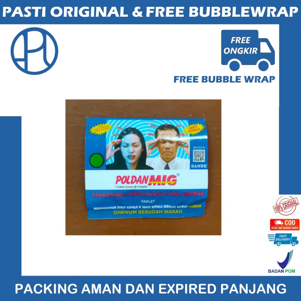 POLDANMIG PARACETAMOL 400MG, ACETYL 250MG, KAFEIN 65MG PER STRIP 4 TABLET POLDAN MIG MIGREN