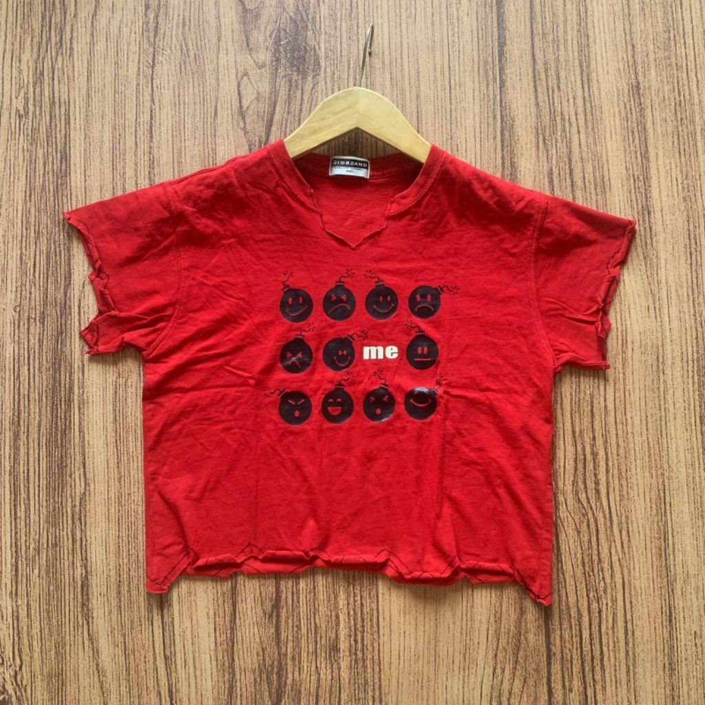 PRELOVED GIORDANO WOMEN’S V-NECK CROPPED TEE