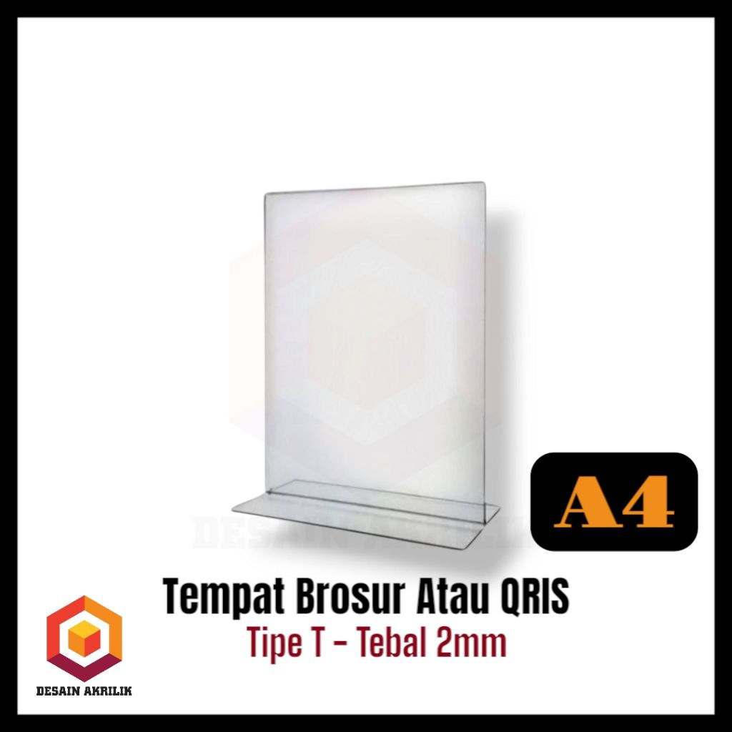 

TEMPAT BROSUR / QRIS / BARCODE TRANSAKSI AKRILIK UKURAN A4 2mm
