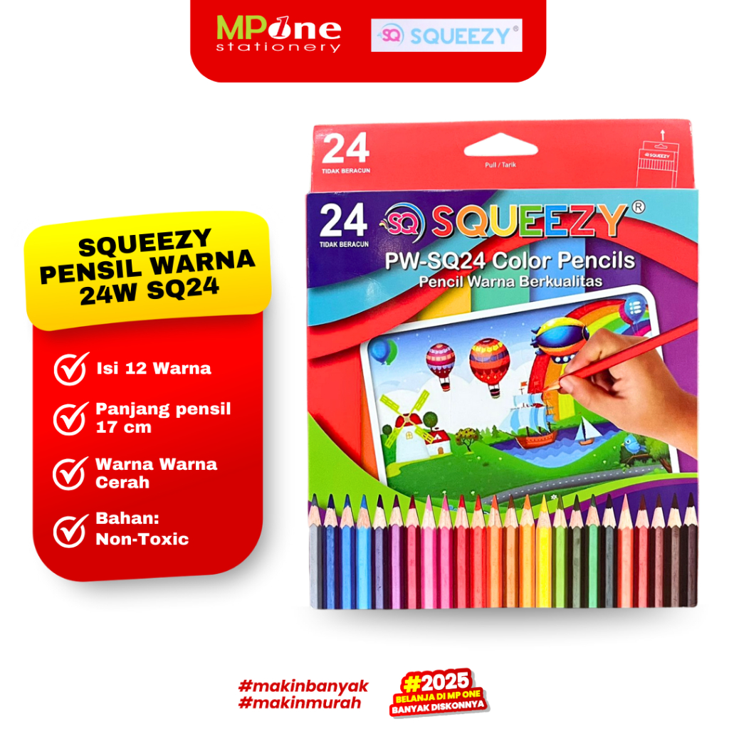 

Squeezy Pensil Warna 24 Warna SQ24 / Pencil Colour Long 24W SQUEEZY