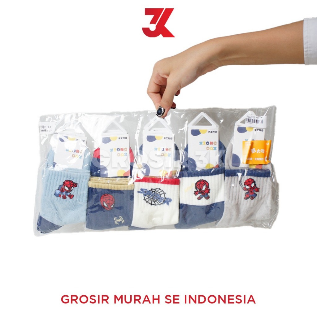 5pasang Kaos Kaki Anak Balita Laki Laki Perempuan Usia 1-12 Tahun Motif Karakter Spider Kity Ukuran 