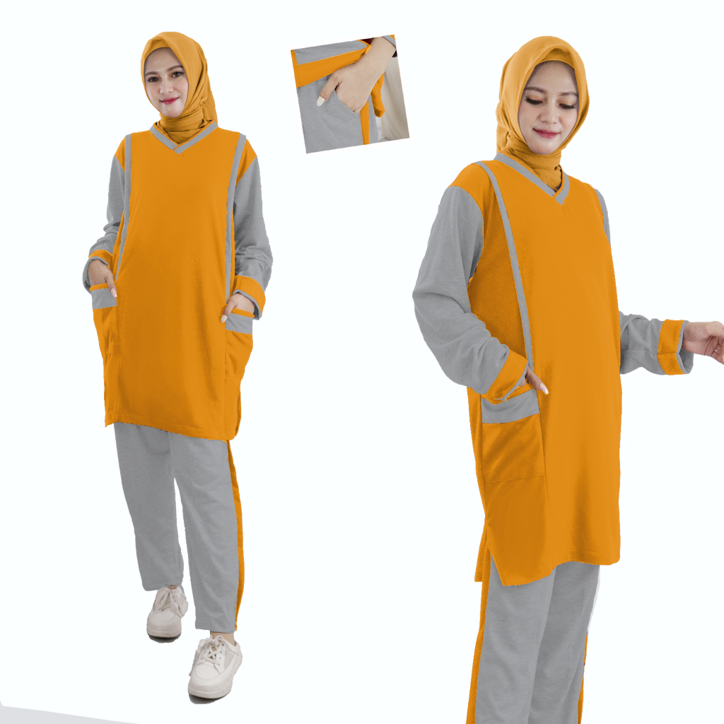 Baju Setelan Tunik Wanita Muslimah Olahraga Senam Zumba Training JUMBO XL XXL 3XL