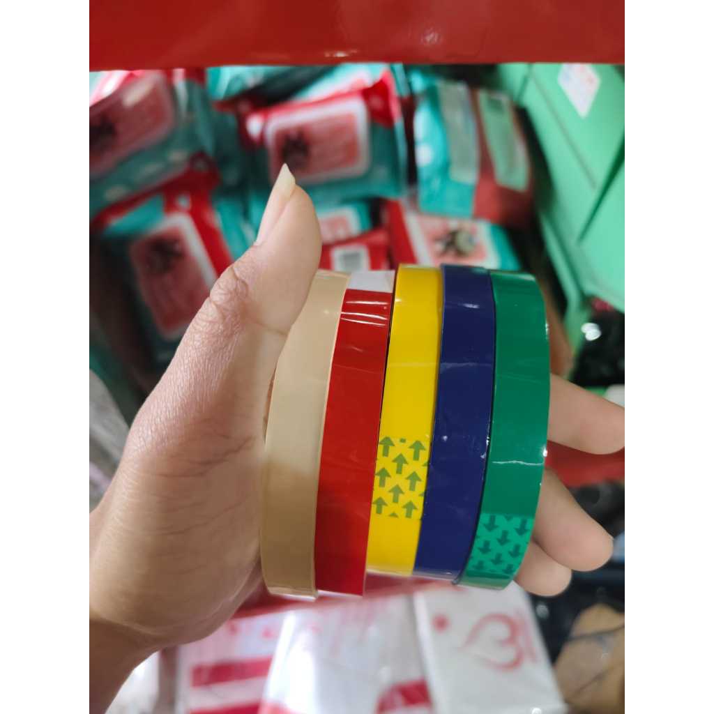 

Isolasi 1/2 inch Setengah Warna Bening Merah Kuning Hijau Biru