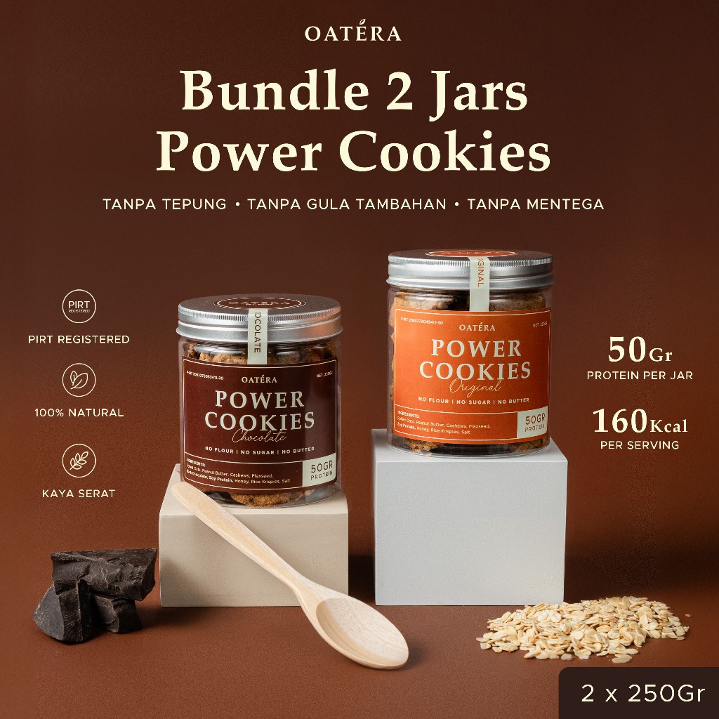 

Premium Oatmeal Power Cookies - Bundle 2 x 250gr Any Flavor - Oatera High Protein Diet Cookies