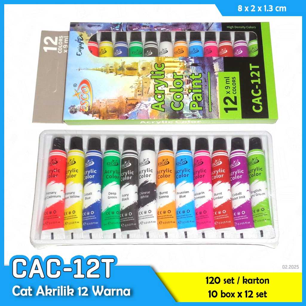 

Cat Lukis Akrilix / Cat Acrylic Colour Kanvas 9ml ( 12 Warna x 9 ml )