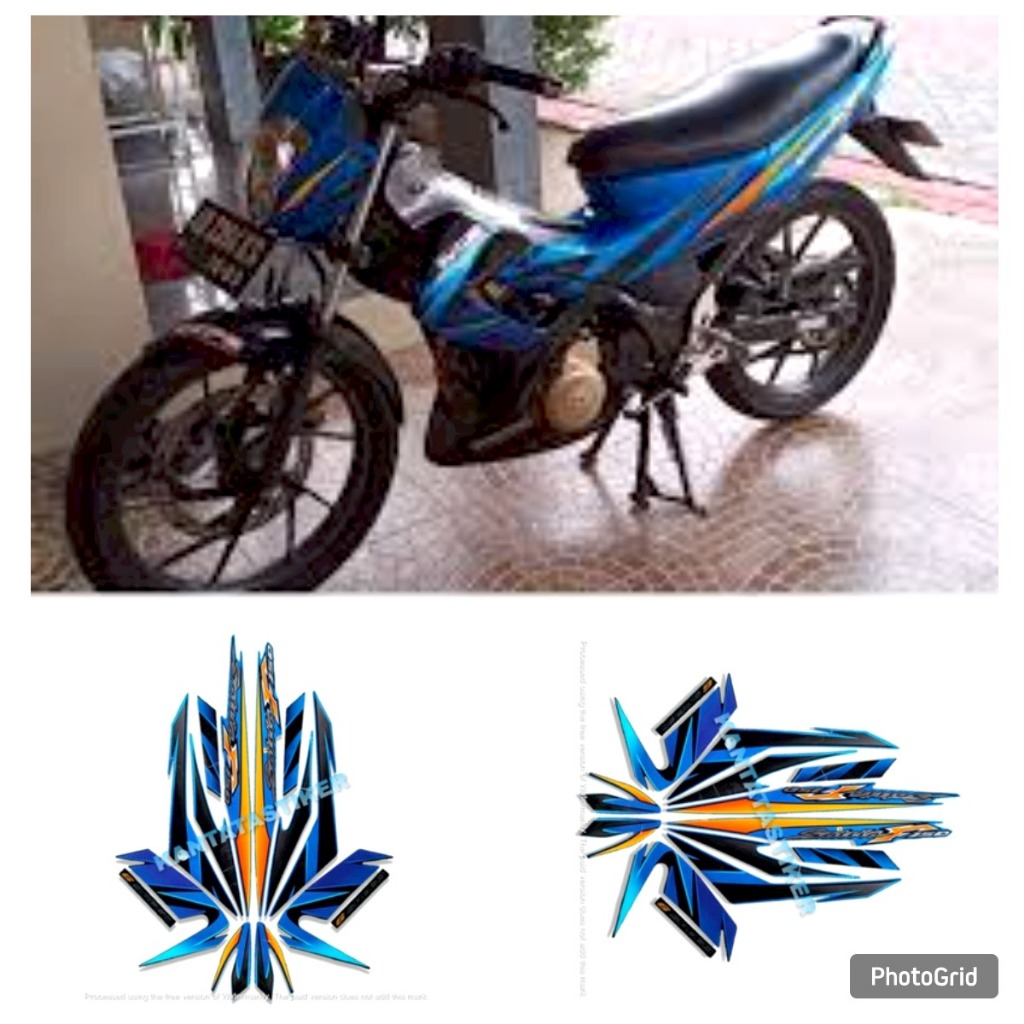 Stiker Striping Motor suzuki satria fu 2008 hitam-biru
