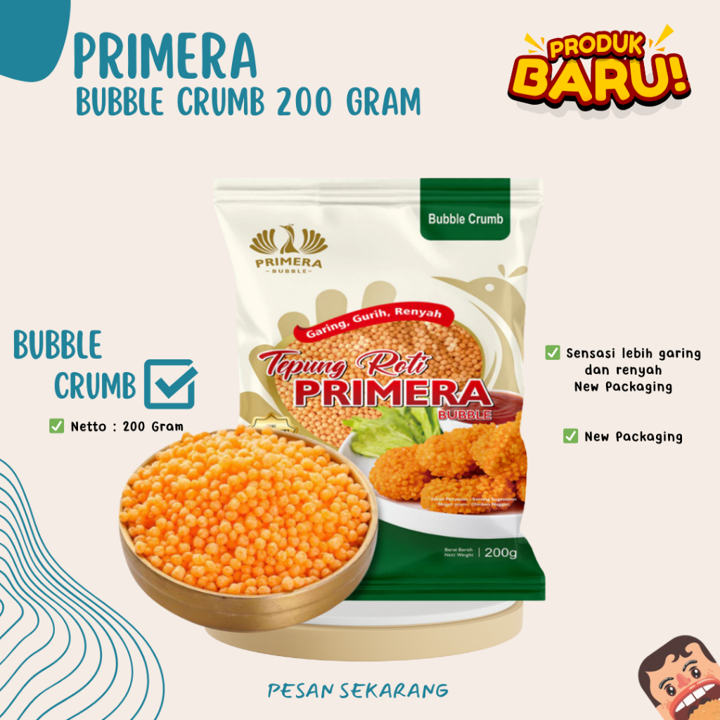 

Primera Bubble Crumbs Crispy 200 Gram | Tepung Roti Panir Nugget Krispi