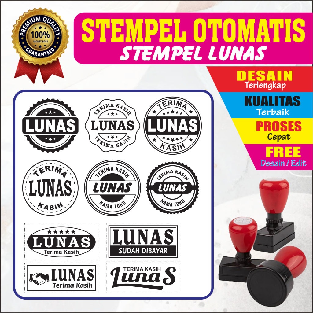 

Stempel lunas,Stempel Custom , Bulat/Persegi ( D35 Persegi 4.3 x 2.2 cm)