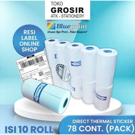 

(PACK) 78x40 Resi Label Pengiriman Kertas Thermal Sticker Barcode BLUEPRINT Stiker Termal ≈ 80mm < A6