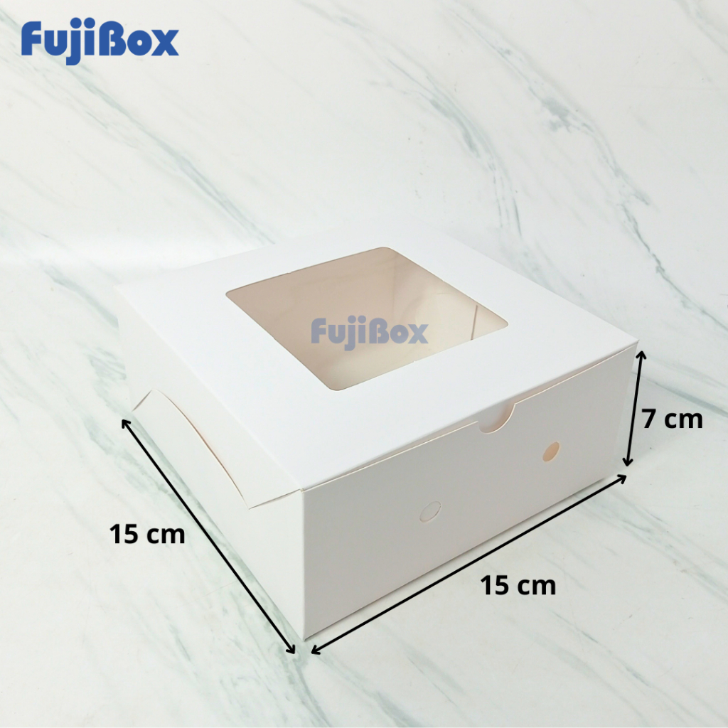 

(10 Pcs) Fuji Box Dus Kotak Kue Ivory 15 cm x 15 cm x 7 cm Putih Polos Ivory Premium Jendela