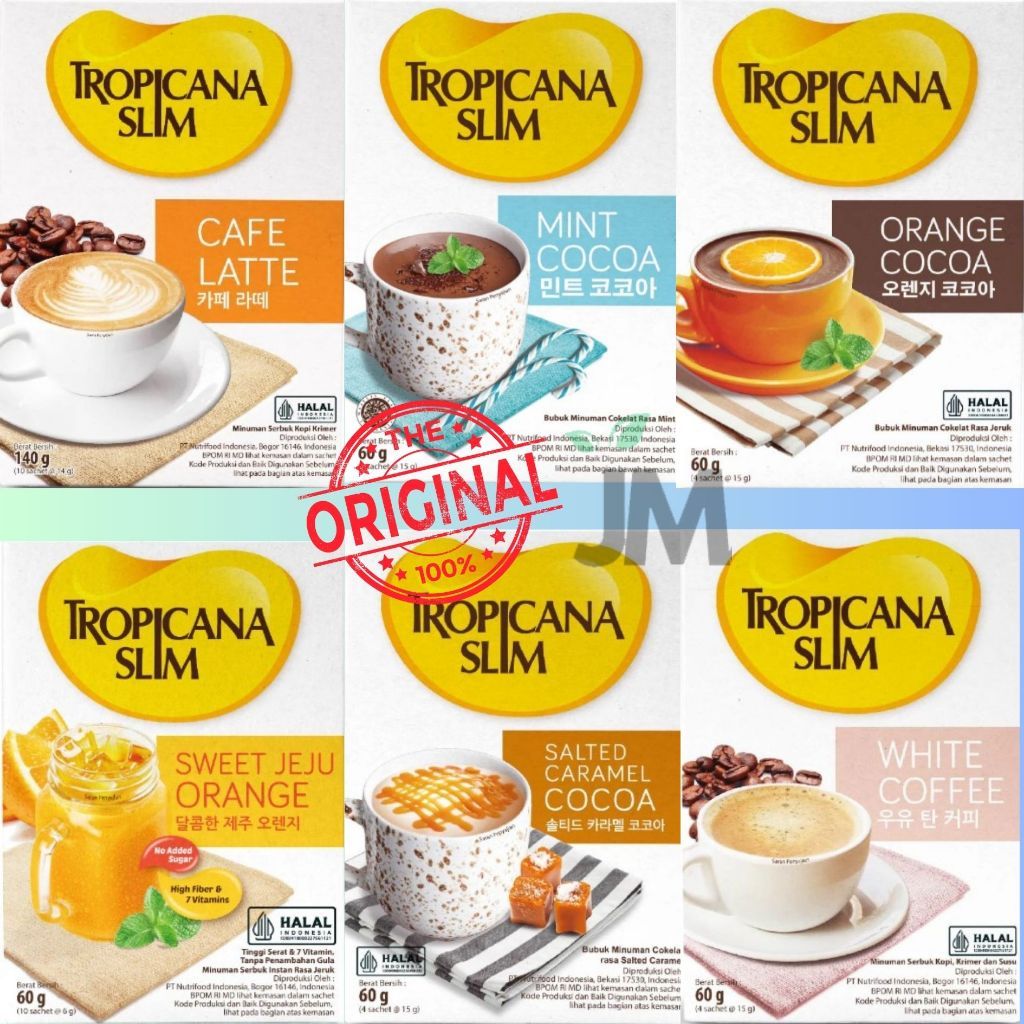 

[PROMO] Tropicana Slim Minuman Bubuk & Coffee Cafe Latte/Mint Cocoa/Orange Cocoa/Salted Caramel Cocoa/Sweet jeju Orange/White Coffee