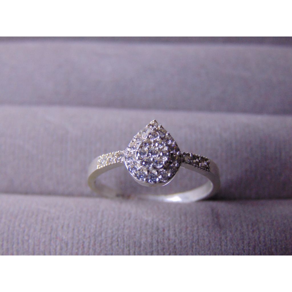 Cincin Permata Model Pear Shape Perak Asli 925/Cincin Permata/Cincin Wanita Dewasa/Cincin Fashion/La