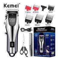 Kemei KM-2619 Professional Hair Cliper Display LCD Hair Clipper Elektrik Cukur Mesin Silver Sisir - 